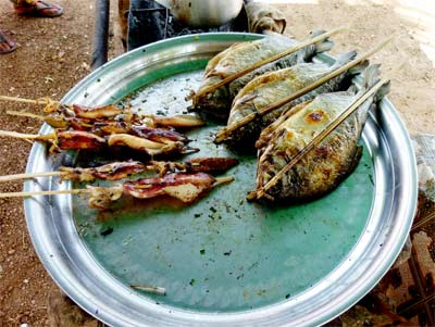 fish at the kep crab market