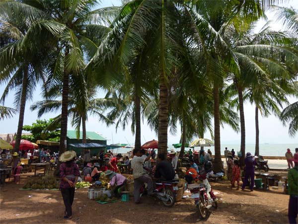 kep crab market on the ocean in cambodia