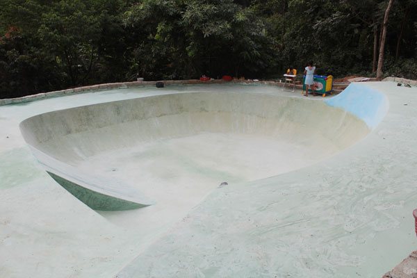 skate bowl.  skate board park in cambodia